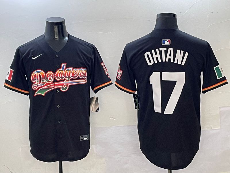 Men Los Angeles Dodgers #17 Ohtani Black rainbow Nike 2025 MLB Jersey style 1->los angeles dodgers->MLB Jersey